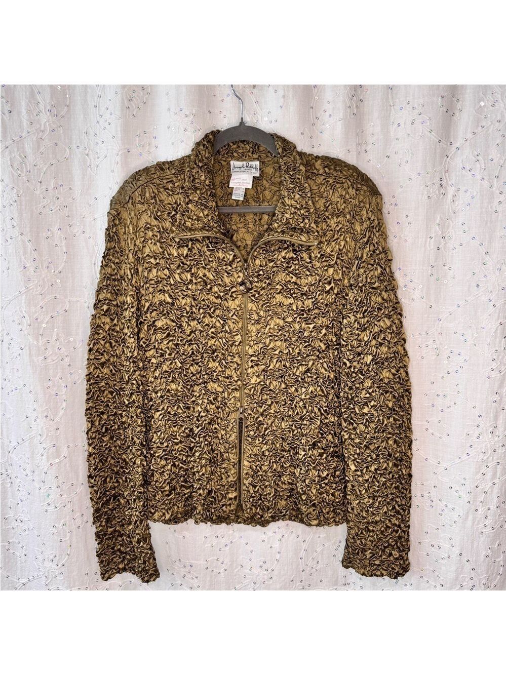 Vintage 70/80s Joseph Ribkoff Satin Crinkle Jacket Union Made in Canada Size 16
